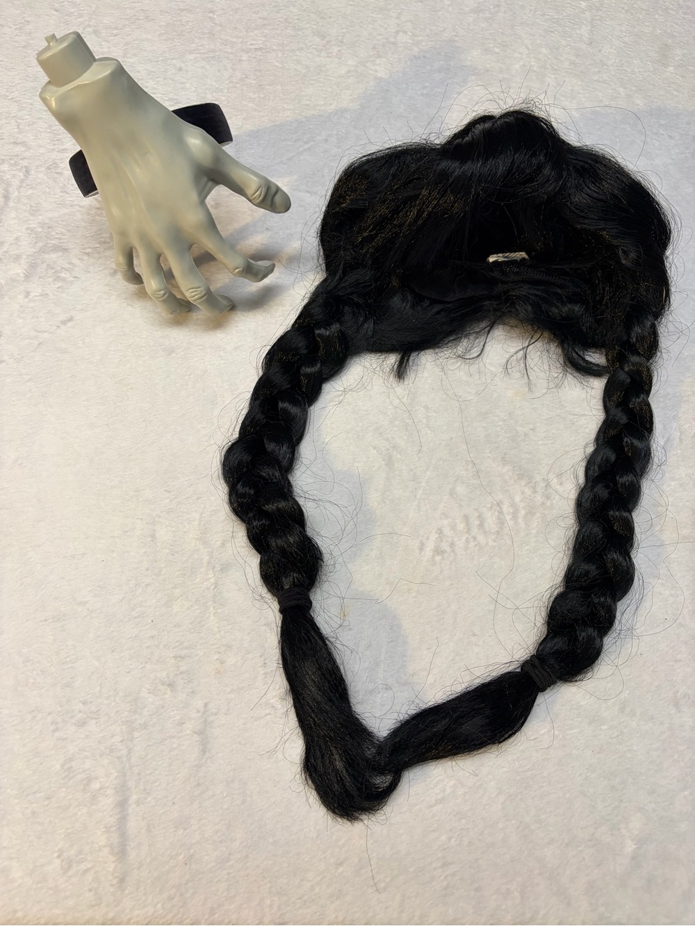 Bundle Wednesday Addams Dress with Wig and Thing - Picture 7 of 8